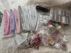 ネイルパーツ＆ファイルセットまとめ売りラメホロホイルカラーチャート等