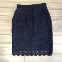 ネイビー レース タイトスカート M