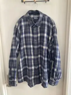 フランネルチェックシャツ XL ネイビー