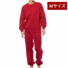 ☘️スウェット上下セット裏起毛 あったか ゆったり 部屋着 男女兼用 M レッド