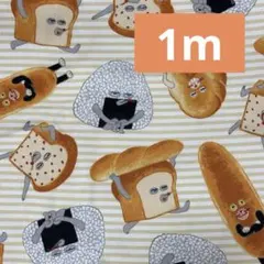 1m 綿生地　パンどろぼう　キャラクター　ボーダー　オックス　布　手芸