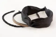 シンプルカチューシャセット　黒色　金色　ボヘミアン風