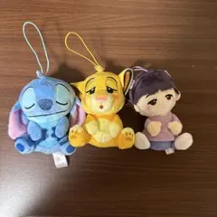 ディズニー ぬいぐるみ マスコット 3点セット　スティッチ　シンバ　ブー