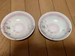 未使用★たち吉 小鉢 取り皿 2枚セット★ピンク 桜 花柄 和食器 ボウル 2個