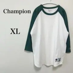 【Champion/チャンピオン】ラグランスリーブカットソー 七分袖 深緑 XL