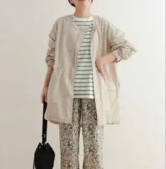 URBAN RESEARCH DOORS ノーカラーモッズコート ライトベージュ