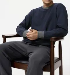 【良品】UNIQLO ウルトラストレッチスウェットセット　ネイビー　メンズ　XL