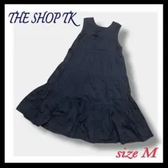 THE SHOP TK 綿100% ティアード ワンピース 黒 ノースリーブのサムネイル