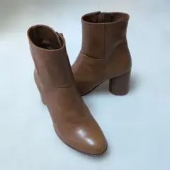 ✧未使用品【アダムエロペ】レザーショートブーツ36 サイドジップ　キャメル