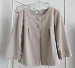 ＮＢＢ☆ノーカラー ボレロ ジャケット 七分袖 S ピンクベージュ