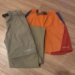 雨の日SALE モンベル キッズ パンツ ハーフパンツ 2点セット