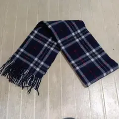 マフラー　チェック柄　　紺