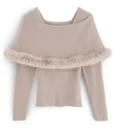 GRL ファー付きケープ風ニットトップス [an1344] M