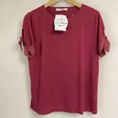 新品未使用　3L リボン付き赤ピンク　Tシャツ