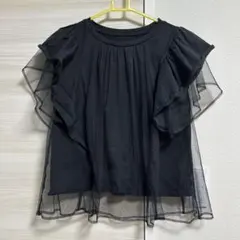 ROPÉ PICNIC 黒 チュールフリルトップス