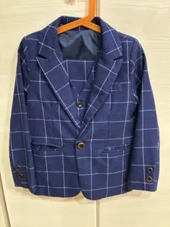 ネイビー チェック柄 スーツ3点セット130cm