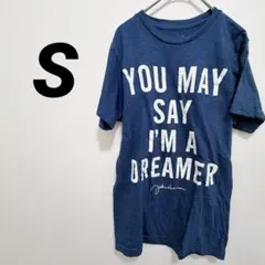 ZION ジョンレノン 半袖 Tシャツ S イマジン歌詞プリント ネイビーブルーのサムネイル