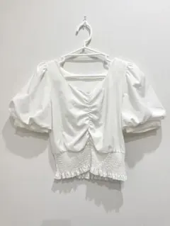 INGNIホワイト パフスリーブ ブラウス 半袖