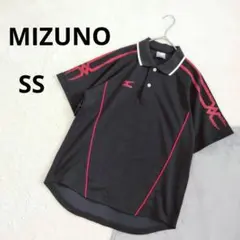 ミズノ▶ポロシャツ SS 黒 赤 半袖 ロゴ有り スポーツウェア