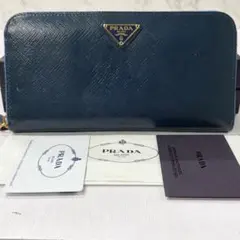 新品同様‼️ プラダ　財布　長財布　サフィアーノ　三角ロゴ　ラウンドファスナー