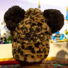 ディズニー ヒョウ柄 ファー耳付きキャップ