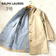 RALPH LAUREN ステンカラーコート ベージュ 比翼 コットン 7号