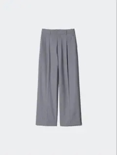 ユニクロ　タックワイドパンツ　グレー　Lサイズ