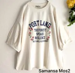 新品　クロス刺繍ロゴプリントTシャツ　オフ　サマンサモスモスのサムネイル