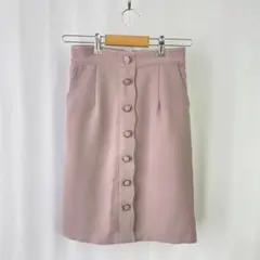 マジェスティックレゴン 前ボタン台形スカート ピンク Mサイズ 大人可愛い