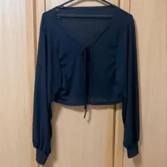 カーディガン　ボレロ　リボン　ブラック　黒　韓国