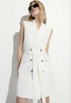 新品　H&M リネンブレンドブレザーワンピース　ジレ　ベストのサムネイル