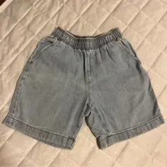 GUデニムハーフパンツ 130cm 薄い青