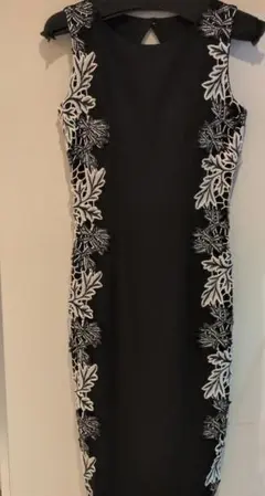 刺繍入り黒タイトドレス