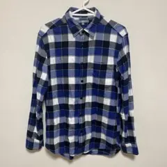 UNIQLOユニクロ　メンズシャツ　長袖チェック　綿サイズM ブラック•ブルー系
