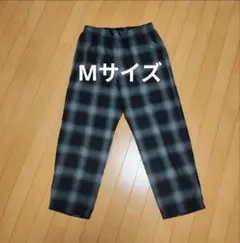 GU フランネルイージーパンツ M オンブレチェック ブラック