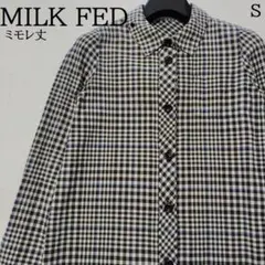 MILK FED. ミルクフェド ミモレ丈 ギンガムチェック 長袖シャツ Sのサムネイル