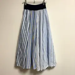 ✨良品✨ モニーレ【Ｍ】スカート フレアスカート ストライプ 水色 ウエストゴム