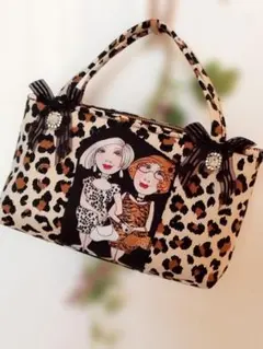 豹柄布ロラライハリスワイルドレディスクエア形持ち手付きバック