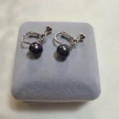 ブラック淡水パール イヤリング