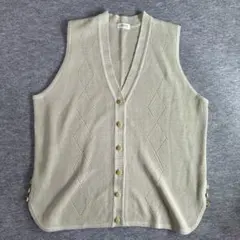 80s 90s レトロ　アーガイル　透かし編み　ニットベスト サマーニット