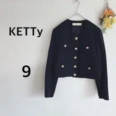 ケティ　KETTy　紺ブレ　ノーカラージャケット　金ボタン　パール　レトロ798