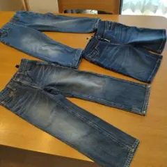 デニムパンツ 長ズボン2枚 半ズボンの3枚セット 110cm