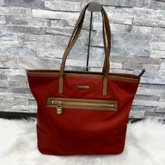 MK マイケルコース ロゴレザーハンドバック ナイロントートバッグ 革鞄 レッド