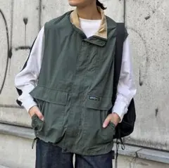 訳あり特価 CPCM ビッグポケットスタンドベスト グリーン M オーバーサイズ