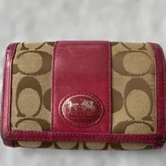 COACH 二つ折り財布 ピンク ベージュ