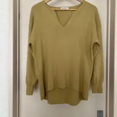 GLOBAL WORK キーネック Vネックニットプルオーバーマスタードイエロー