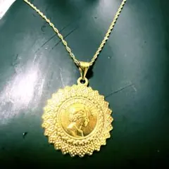 K18 jp金色メダル型ペンダントネックレス