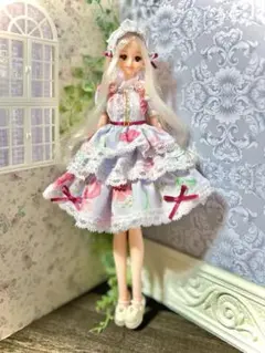 No.10小さな小花のカラフルドレス（ジェニー 27センチドール服