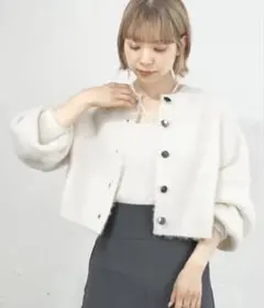 tiptop【wool】シャギーショート丈カーディガン