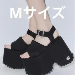 michellMacaron ビジュー厚底パテッドサンダル ブラック ミシェマカ